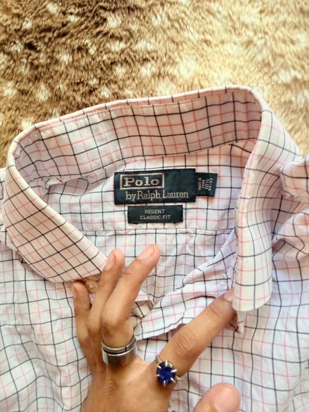 Size 16.5 32/33 Mens Polo Ralph Lauren Regent Classic Fit Grid Shirt - Picture 6 of 6